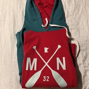 Teal and Red Graphic Hoodie
